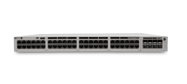 a rack mounted switch showing empty ports
